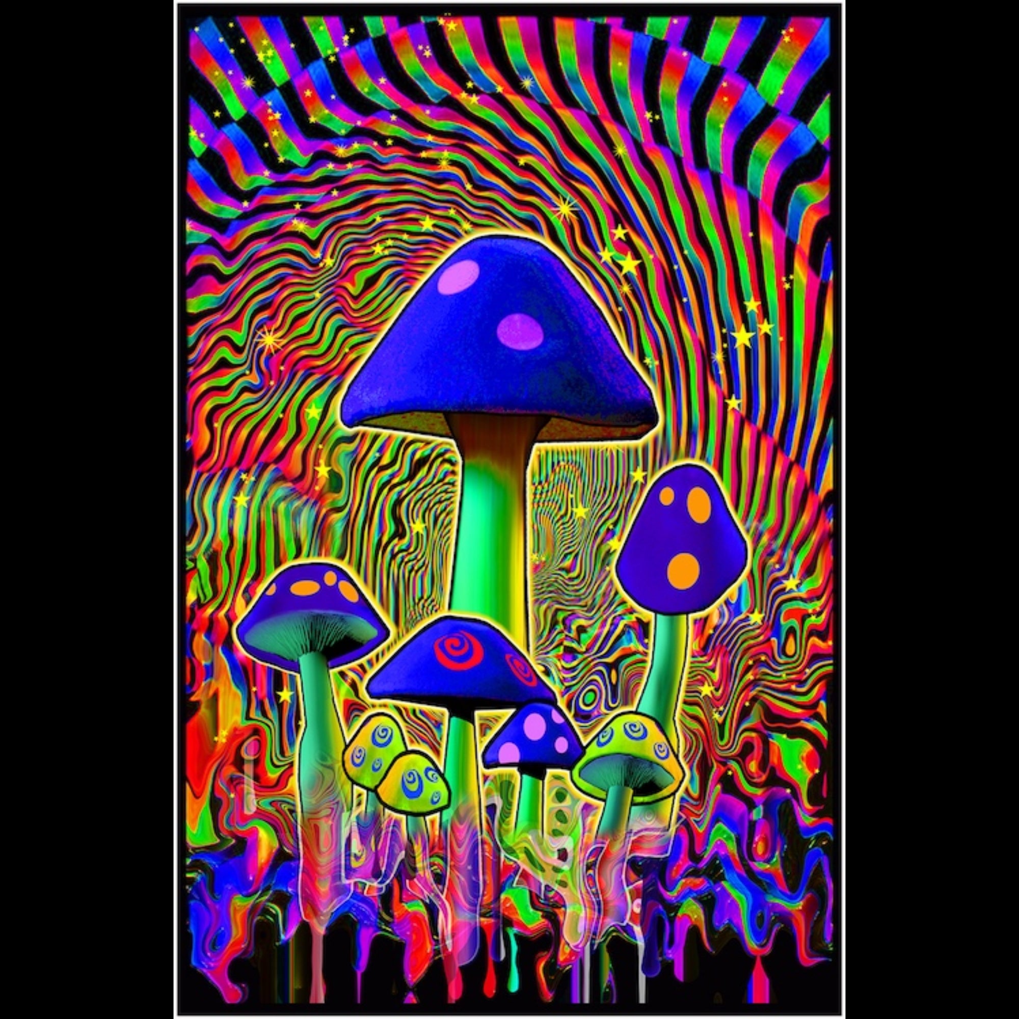 mushroom blacklight poster